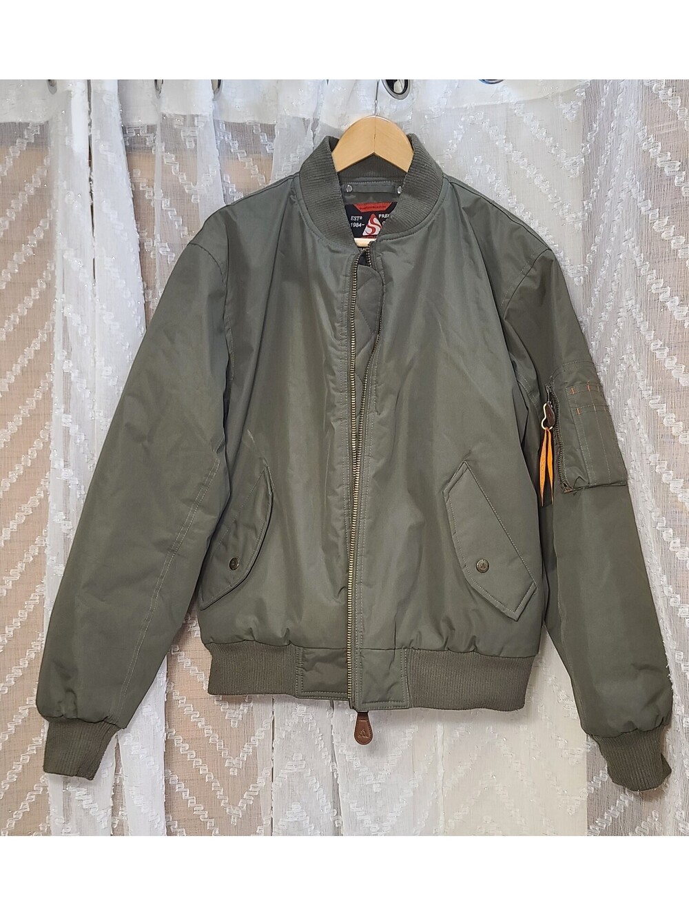 Aviator Jacket Men's Water Resistant Burgundy Size M